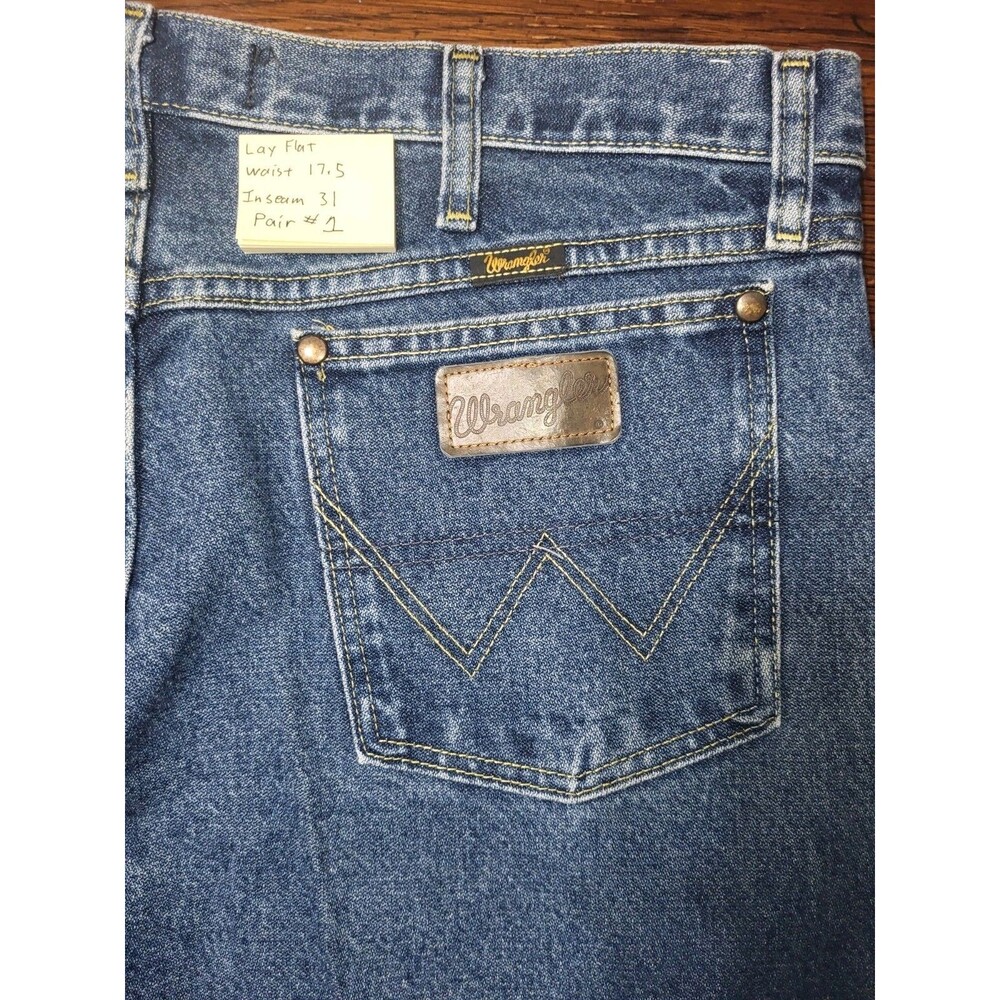 Wrangler George Strait Cowboy Cut Jeans 13MGSHD 34x30 Pair Lot 2 Flat 35x31 - Picture 7 of 13